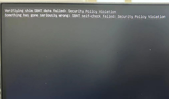 开机提示security Policy Violation的解决方法